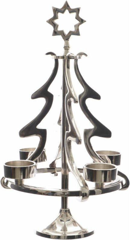 Thumbnail - Kaemingk - Advents-Kerzenhalter Baum Silberfarben für 4 Teelichter aus Aluminium
