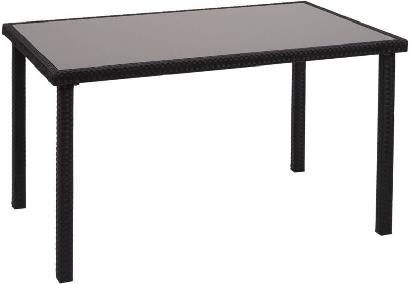 HHG - Poly-Rattan Tisch 951, Gartentisch Balkontisch, 120x75cm schwarz