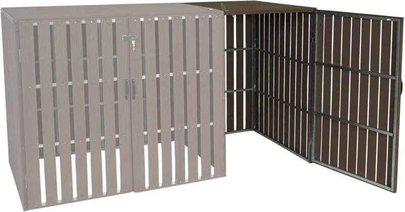 HHG - 1er WPC-Mülltonnenverkleidung Erweiterung 972, Mülltonnenbox, Metall Holzoptik braun