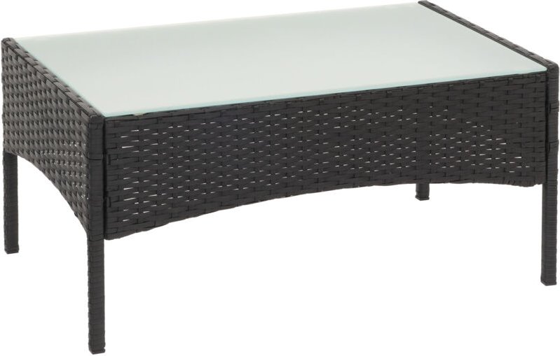 HHG - Poly-Rattan Gartentisch Hamar, Beistelltisch Tisch mit Glasplatte anthrazit