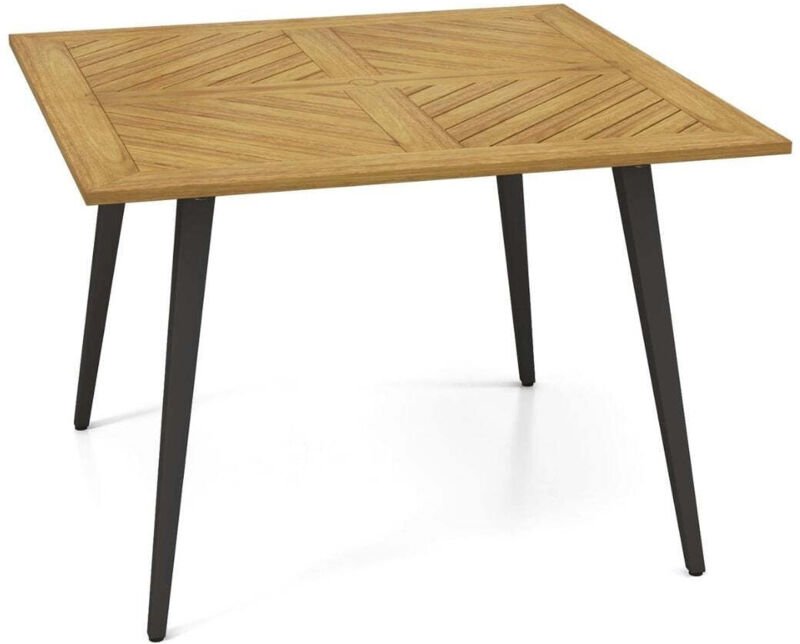 Quadratischer Terrassentisch aus Akazienholz mit Schirmloch