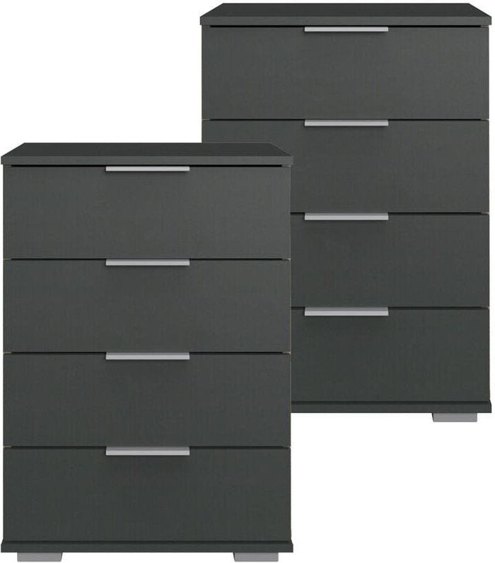 Lomadox - Schlafzimmer Nachttisch 2er Set, auch für Boxspringbett geeignet, in graphit ELSTRA-43, b/h/t ca. 52/74/38 cm