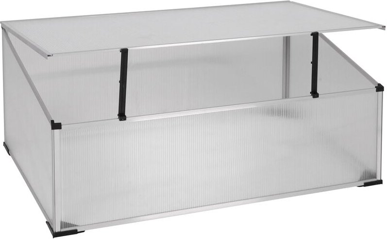 Frühbeetkasten mit Aluminium Rahmen - 100 x 60 cm - Kleines Gewächshaus mit Schrägdach - Polycarbonat Treibhaus Kasten G...