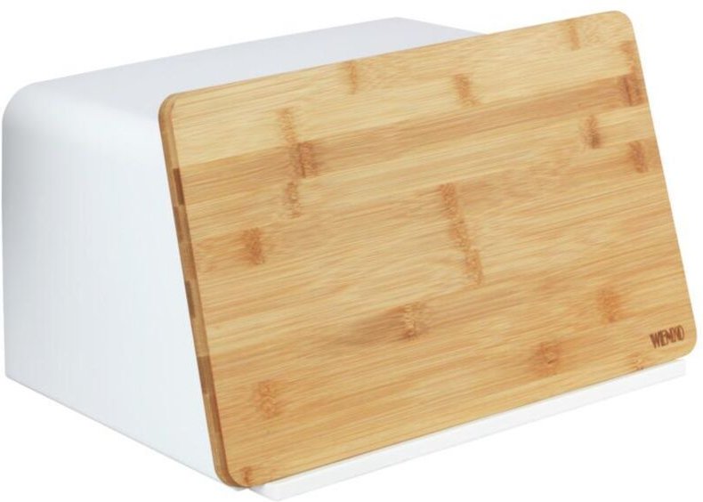 Brotkasten mit Bambusbrett Mod. Kubo, Weiß