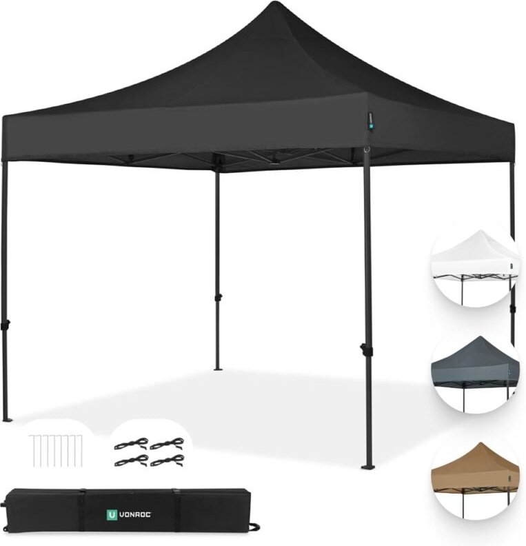 Vonroc - Easy-Up Pavillon - 3x3 m – Modulares Design – Faltbar – Wasserdicht – Stabiler Stahlrahmen – uv 50+ Schutz – In...