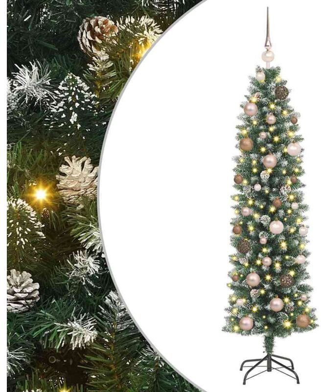 Künstlicher schlanker Weihnachtsbaum mit 150 LEDs Grün 150 cm vidaXL