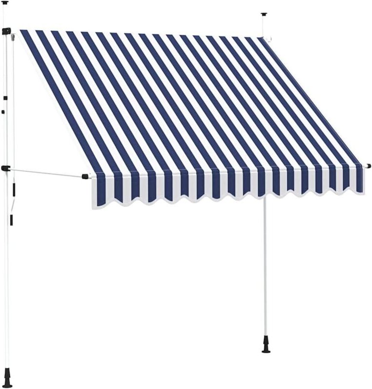 Vidaxl - Einziehbare Markise Handbetrieben 250 cm Blau/Weiß Gestreift