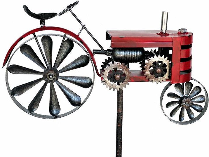 Gartenstecker Metall Traktor xl 160 cm Trecker Rot 96105 Windspiel Windrad Wetterfest Gartendeko Garten Gartenstab Boden...