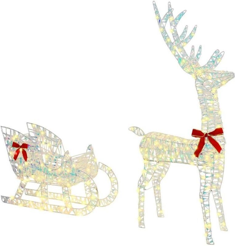 Rentier Zieh Schlitten Warmweiß 70 x 26 x 128,5 cm Haustier vidaXL