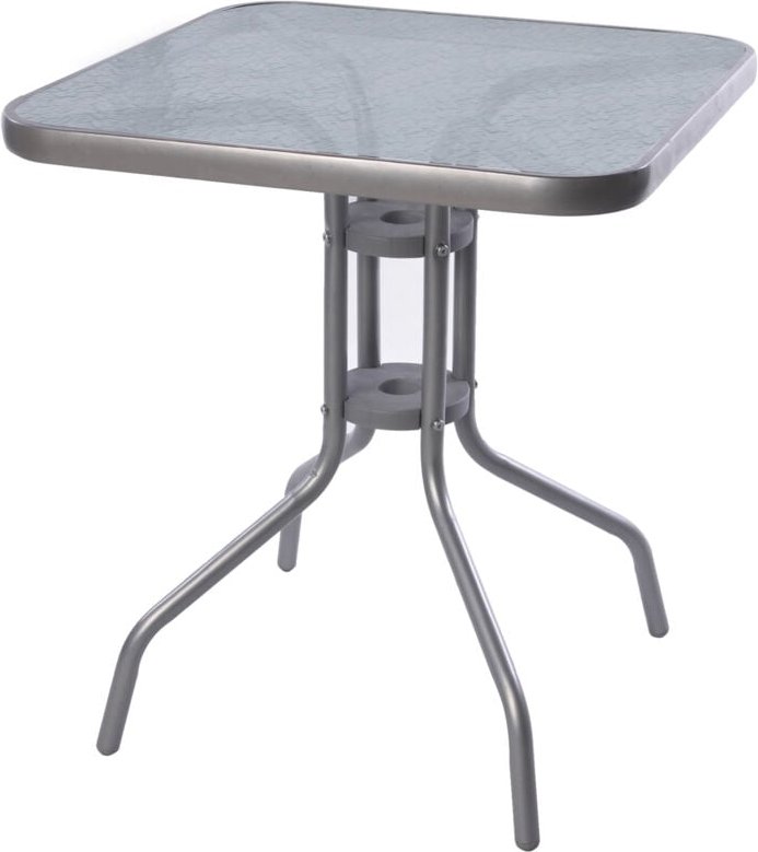 Mojawo - Bistrotisch Eckig mit Glasplatte Silber 60x60x70cm-MMC33081