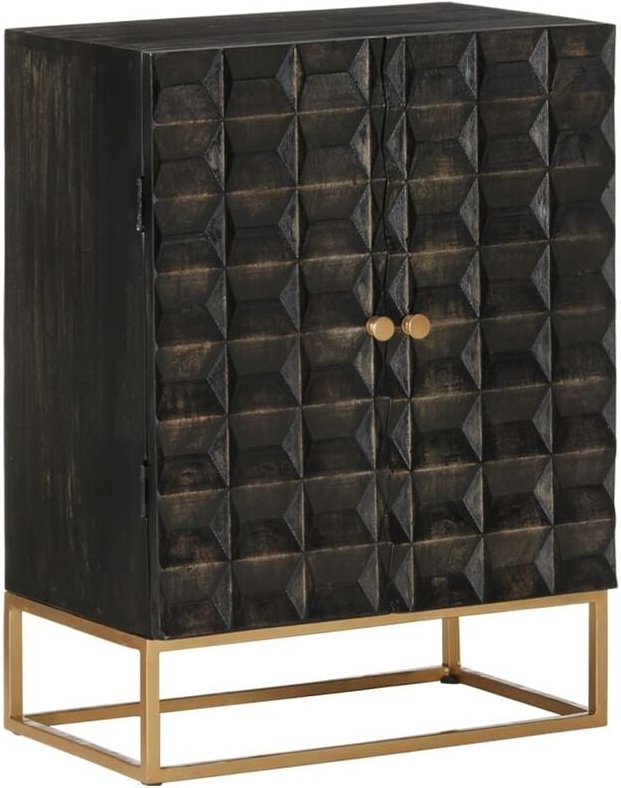 Thumbnail - Sideboard Schwarz 55x34x75 cm Massivholz Mango und Eisen Vidaxl