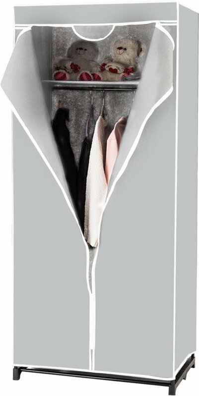 Kleiderschrank Stoffschrank mit Kleiderstange, 172x74x50cm grau - Costway