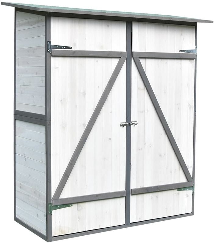 Xxl Geräteschuppen Weiß/Grau Gerätehaus Holz Geräteschrank Gartenschrank