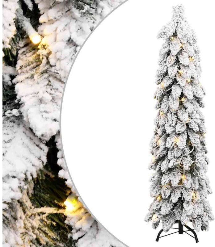 Künstlicher Weihnachtsbaum Beleuchtung & Schnee 80 LEDs 150 cm vidaXL