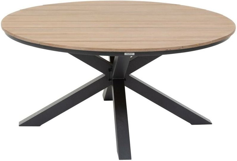 Runder Gartentisch oriengo Akazie & Graphit - 4 Plätze - Epoxidbeschichtetes Aluminium - FSC®-zertifiziertes Akazienholz...