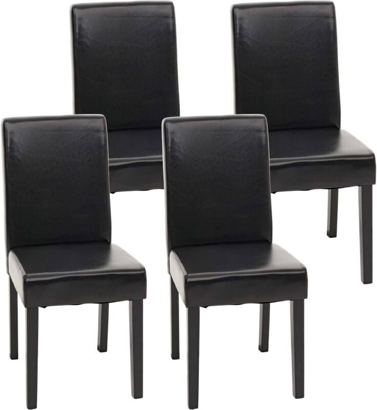 4er-Set Esszimmerstuhl Stuhl Küchenstuhl Littau MVG-zertifiziert Kunstleder, schwarz dunkle Beine
