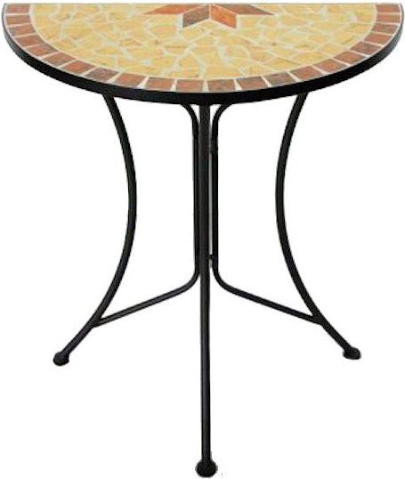 Spetebo - Beistelltisch amarillo halbrund - 60 x 30 cm - Garten Deko Blumen Tisch