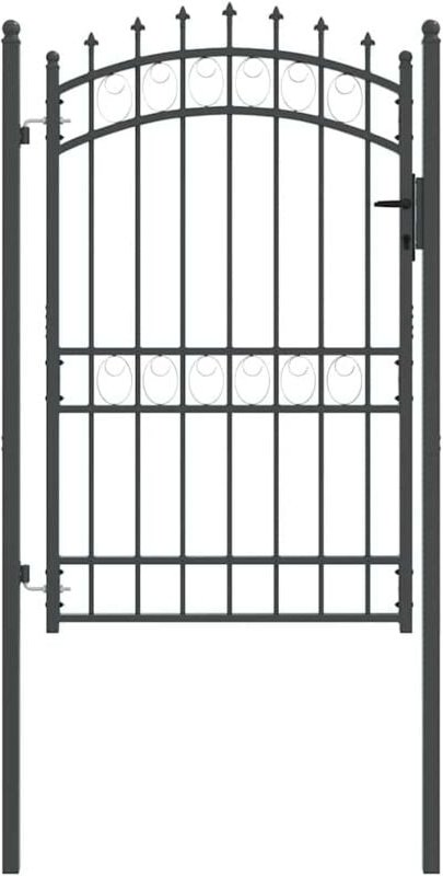 Zauntor mit Spitzen Grau 200 x 100 cm Pulverbeschichteter Stahl vidaXL