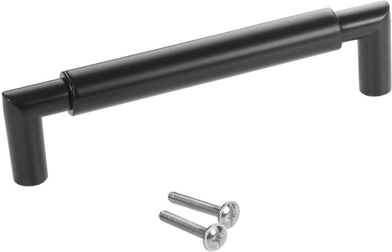 SOTECH Möbelgriff E9 echt Edelstahl Ø 16 mm mit Sockeln aus Metall, schwarz matt, BA 128 mm, 10 Stück