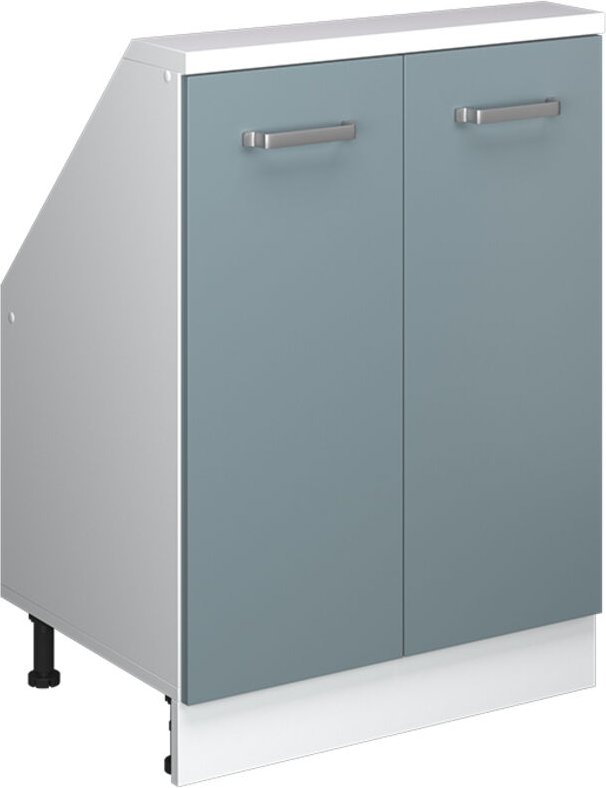 Dachschrägenschrank Rion, Blau-Grau/Weiß, mit 2 Türen, Vicco