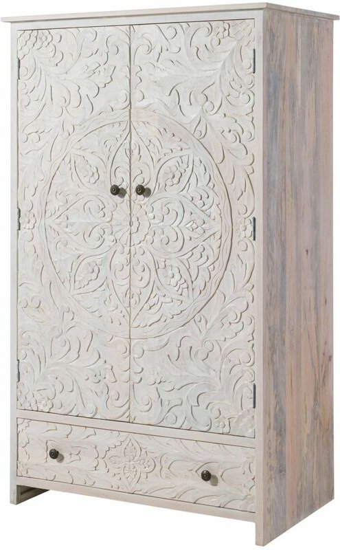 Kleiderschrank Mango 108x64x180 weiß geölt KASHMIR 106