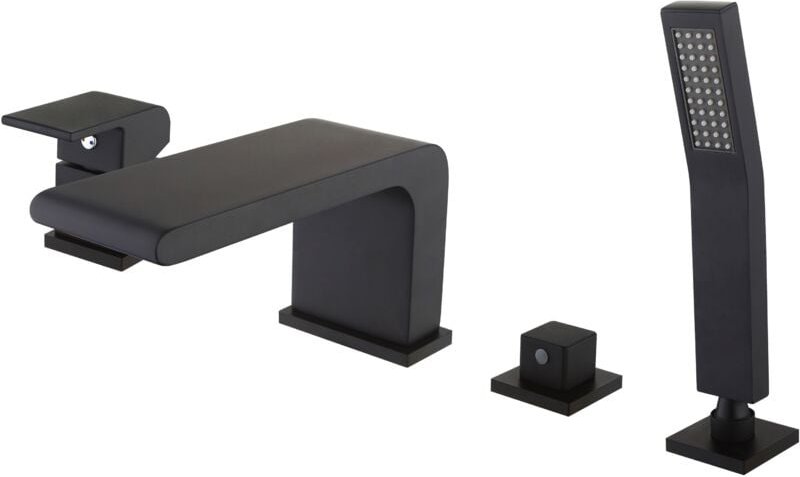 Wannenrandarmatur Bernstein 6080B Fliesenrandarmatur Schwarz 4-Loch-Wasserfall