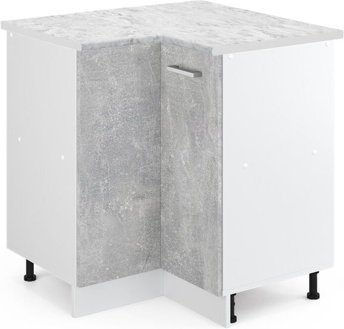 Vicco - Eckunterschrank R-Line, Beton, 75.6 cm, ap Marmor
