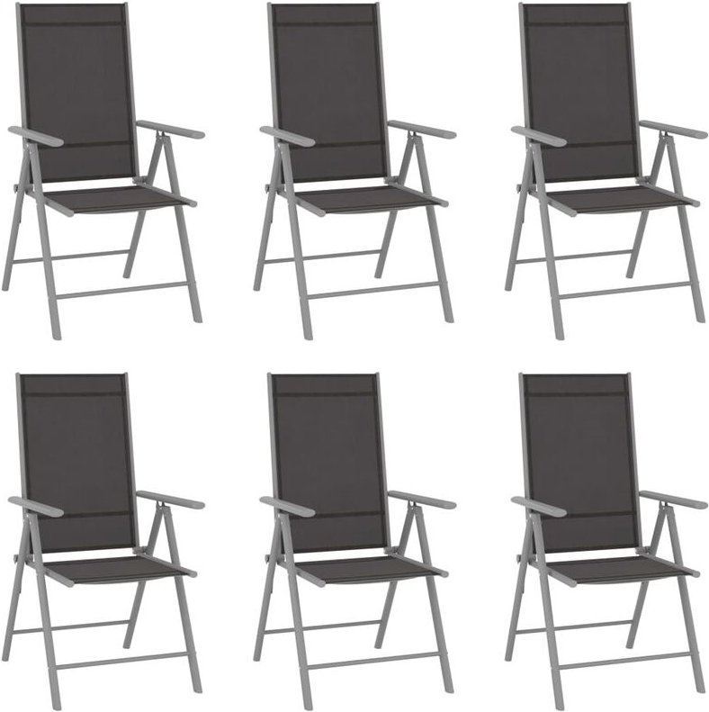 Thumbnail - Gartenstühle Klappbar 6 Stk. Textilene Schwarz vidaXL