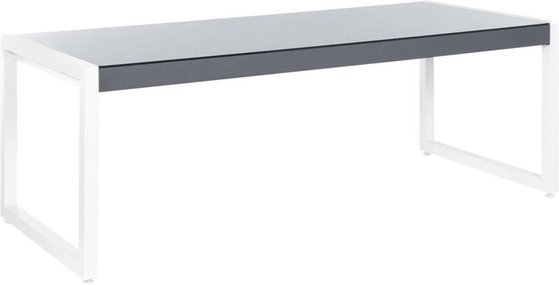 Beliani - Gartentisch Grau Weiß Glasplatte Aluminium 210x90 cm Balkon Terrasse