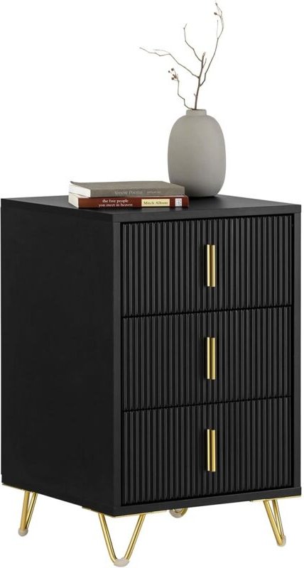 FBT115-L-SCH Nachttisch mit 3 Schubladen für Boxspringbett Sofatisch Beistelltisch Telefontisch Nachtschrank Nachtkommod...