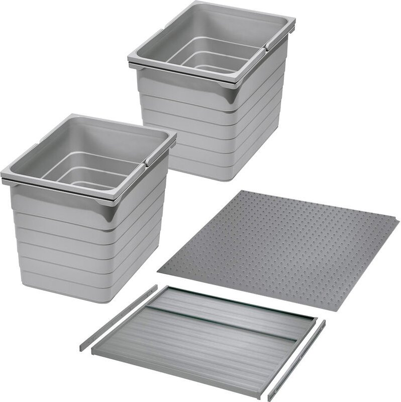 So-tech - Ninka Abfalltrennsystem eins2vier kb 500 mm (2 x 17L) alugrau für Seitenstärke 16 mm