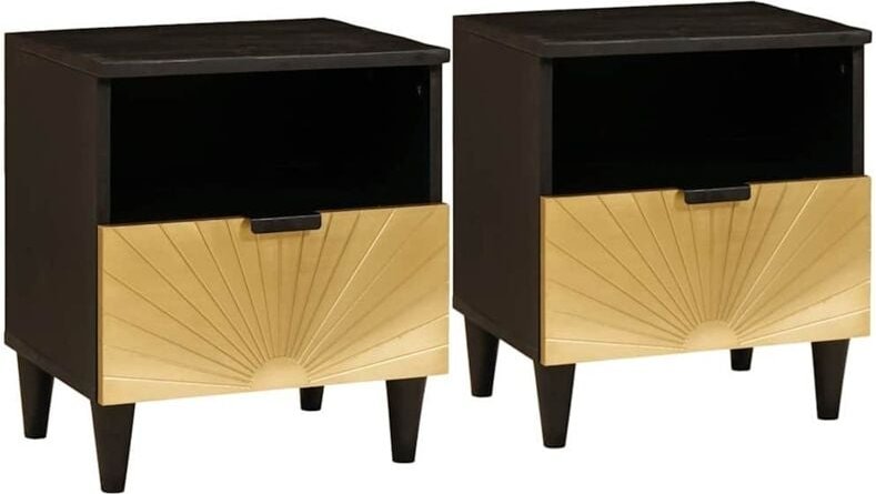 Nachttisch 2 pcs Schwarz und Gold 40 x 33 x 46 cm vidaXL