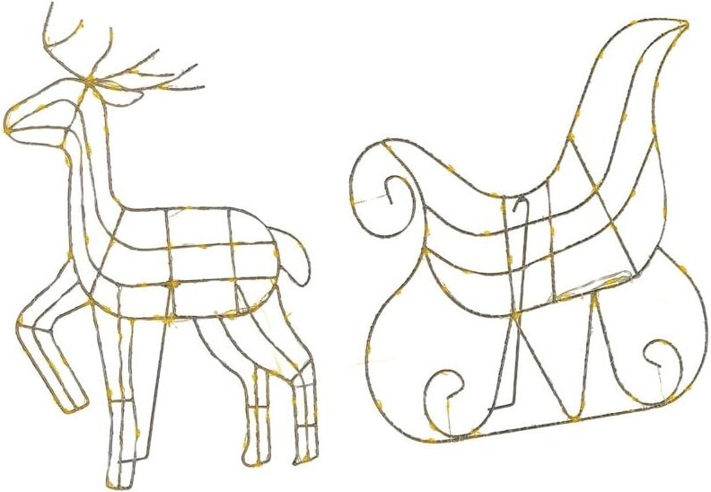 Outdoor led Weihnachtsbeleuchtung Silber Metall 46 cm Renntierform mit Schlitten mit Stromanschluss Animiert für Außen D...