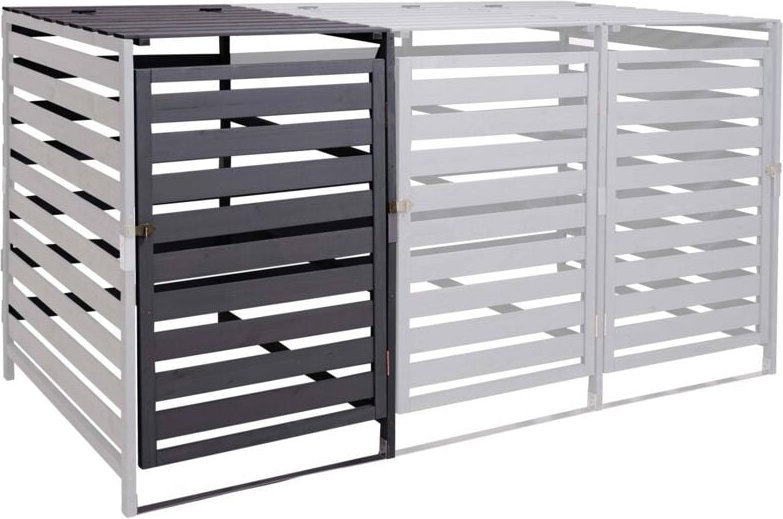 HHG - xl 1er-/2er-Mülltonnenverkleidung Erweiterung 714, Mülltonnenbox, 114x67x97cm Massiv-Holz anthrazit