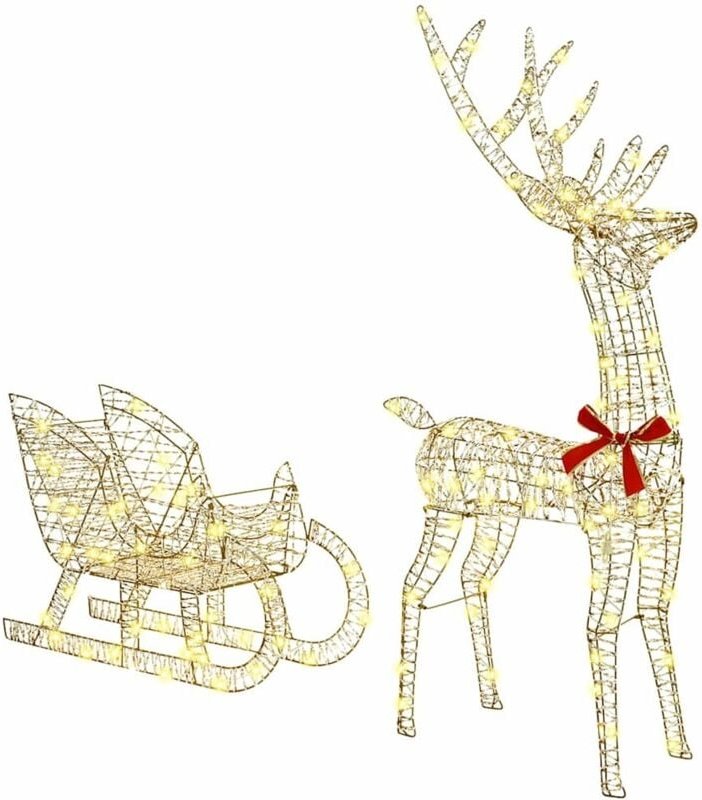 Rentier Zieh Schlitten Warmweiß 70 x 26 x 128,5 cm Haustier vidaXL