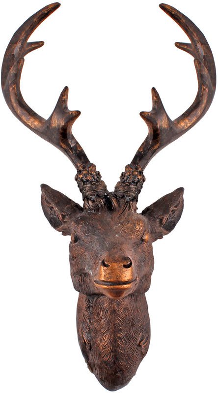 Deko Hirschgeweih bronze - 60 cm - Hirschkopf Wanddeko zum aufhängen - Jagd Hirsch Geweih Skulptur