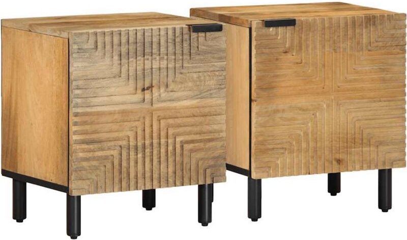 Nachttische 2 Stk. Braun 40x33x46 cm Massivholz Mango - Vidaxl
