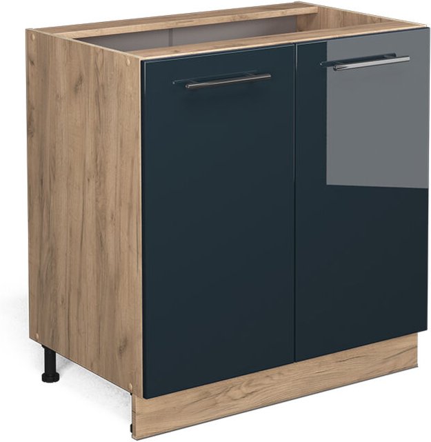 Unterschrank Fame-Line, Dunkelblau Hochglanz, 80 cm mit Regal, ohne Arbeitsplatte Vicco