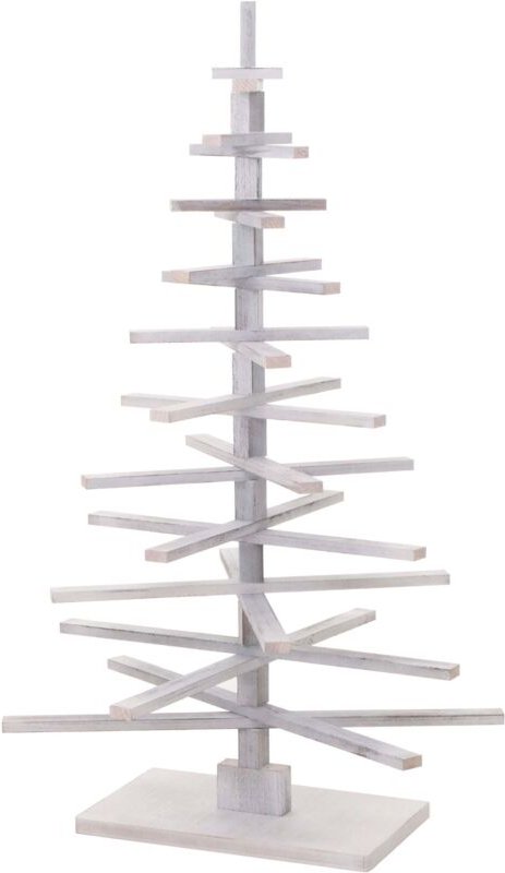 Deko-Weihnachtsbaum HHG 029, 3D-Christbaum Weihnachtsdekoration, Shabby-Look Tannenholz verstellbar 130x82x82cm weiß