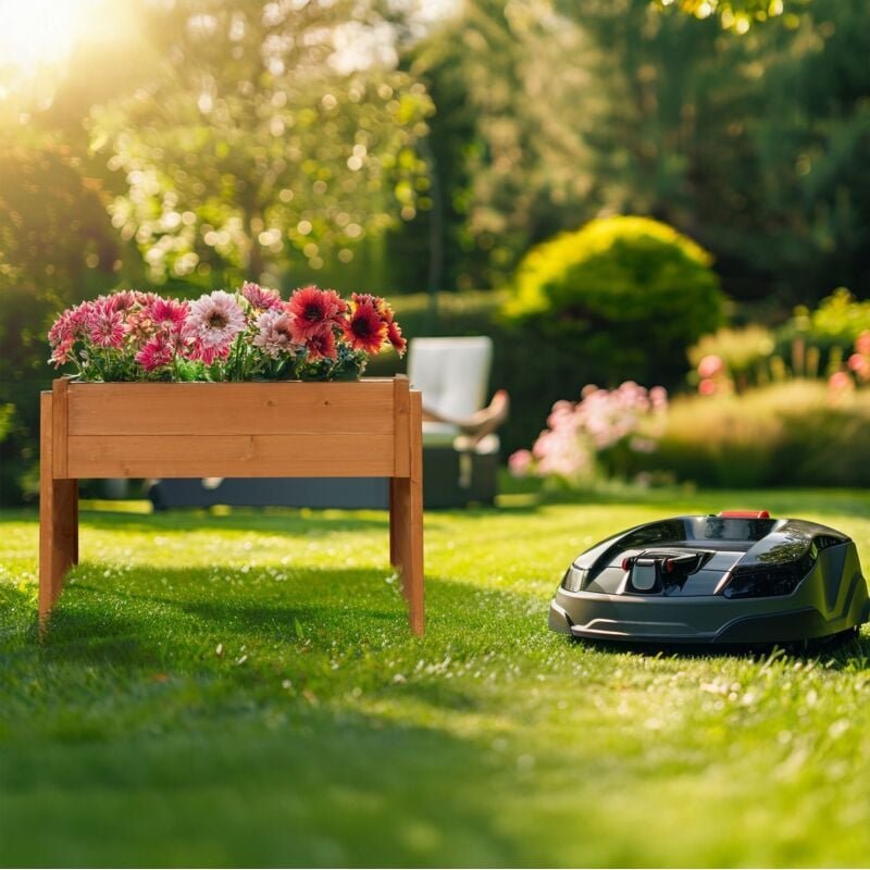 Mahroboter garage mit pflanzbeet