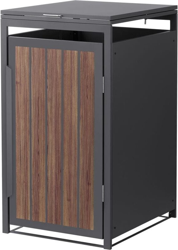 ML-Design Mülltonnenbox 1er, Mülltonnenverkleidung für 1 Tonne, 240L, 68x80x120 cm, Anthrazit-Holzoptik, aus Stahl, wett...