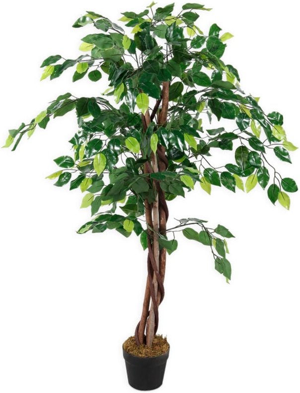 Spetebo - Benjamini Kunstpflanze im Topf 115 cm - breit - Deko Pflanze Zimmerpflanze künstlich