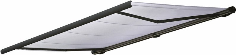 Elektrische Kassettenmarkise HHG 606, Markise Vollkassette 6x3m Acryl creme, Rahmen anthrazit