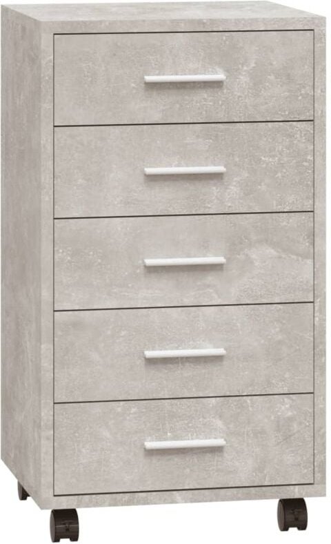 Schubladenschrank mit Rollen Betongrau Holzwerkstoff Vidaxl