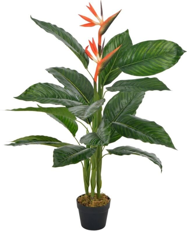 Künstliche Pflanze Strelitzia mit Topf Rot 100 cm Vidaxl