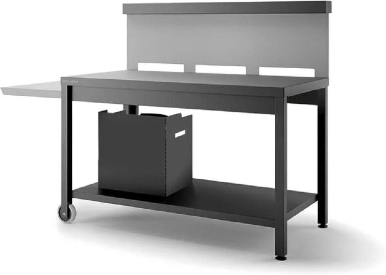 Forge Adour - Rolltisch mit Plancha-Rückwand, Stahl schwarz und mattgrau