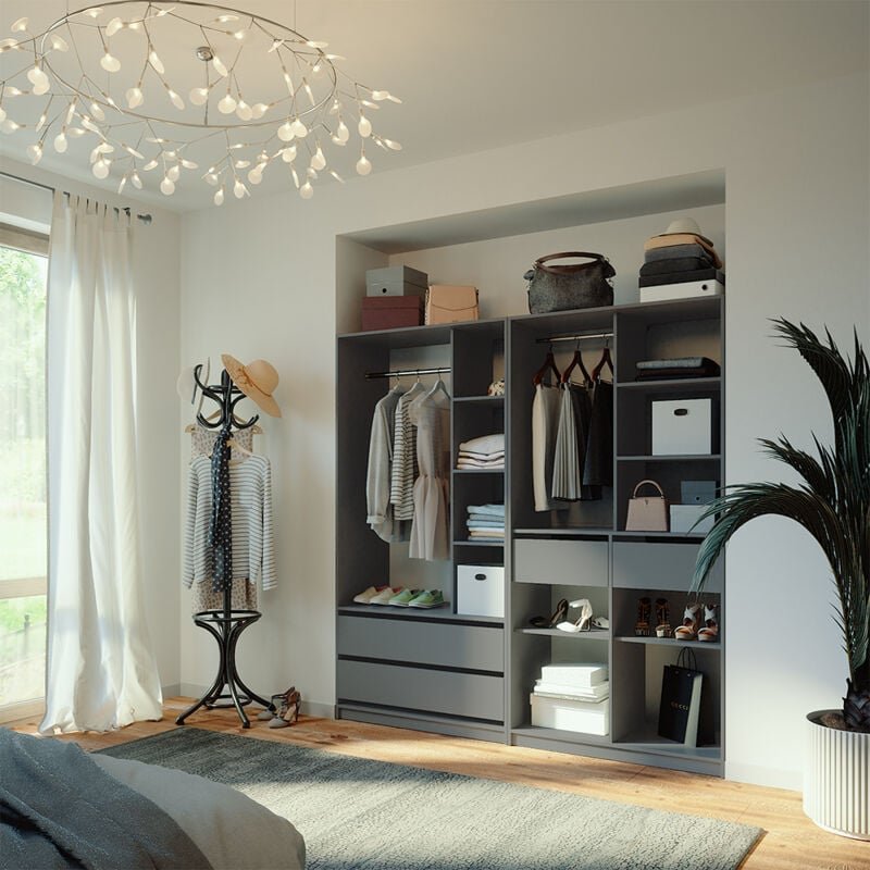 Thumbnail - Vicco - Kleiderschrank Elmo, Anthrazit, 100 x 200 cm 2er Set