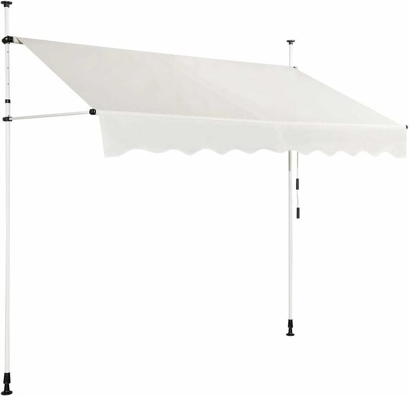 Costway - Markise Klemmmarkise Sonnenschutz, Balkonmarkise hoehenverstellbar 200-300cm, Sonnenmarkise mit Handkurbel ohn...