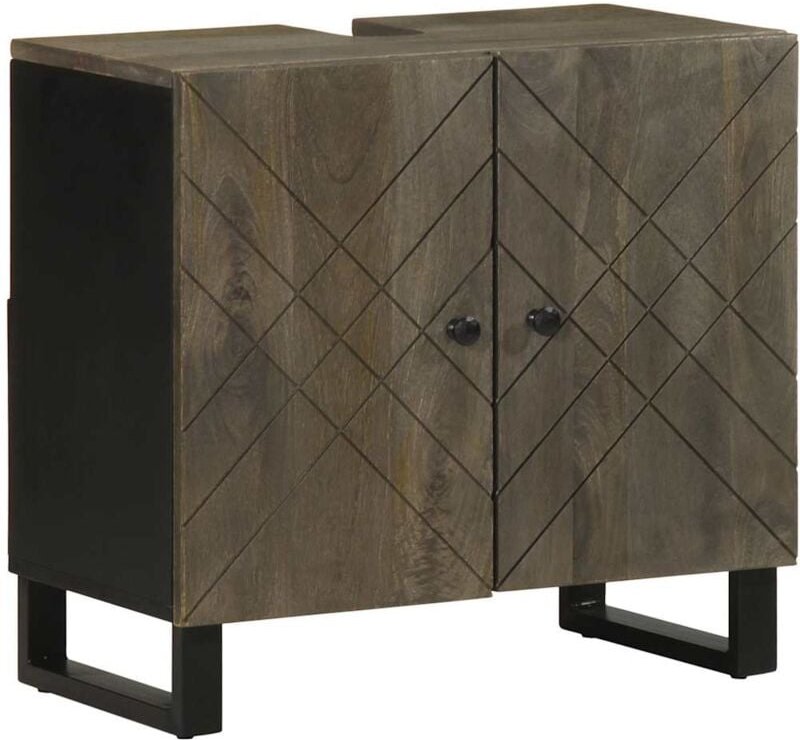 Waschbeckenunterschrank Schwarz 62x33x58 cm Massivholz Mango - Vidaxl