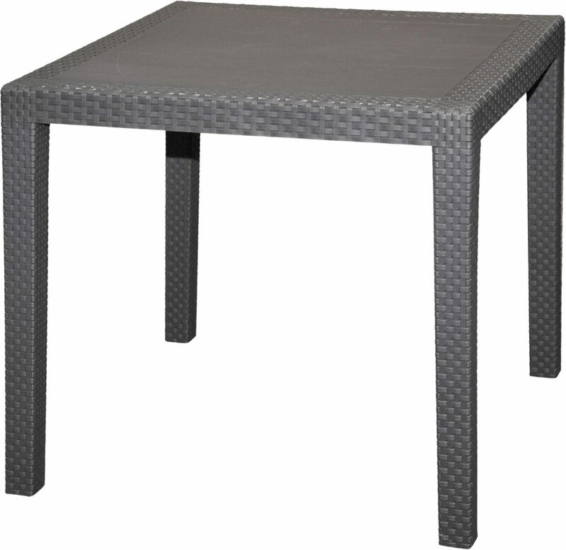 Gartentisch KING RATTAN in anthrazit - ca. 79 x 79 cm - Kunststoff Garten Tisch in Flachrattan Optik